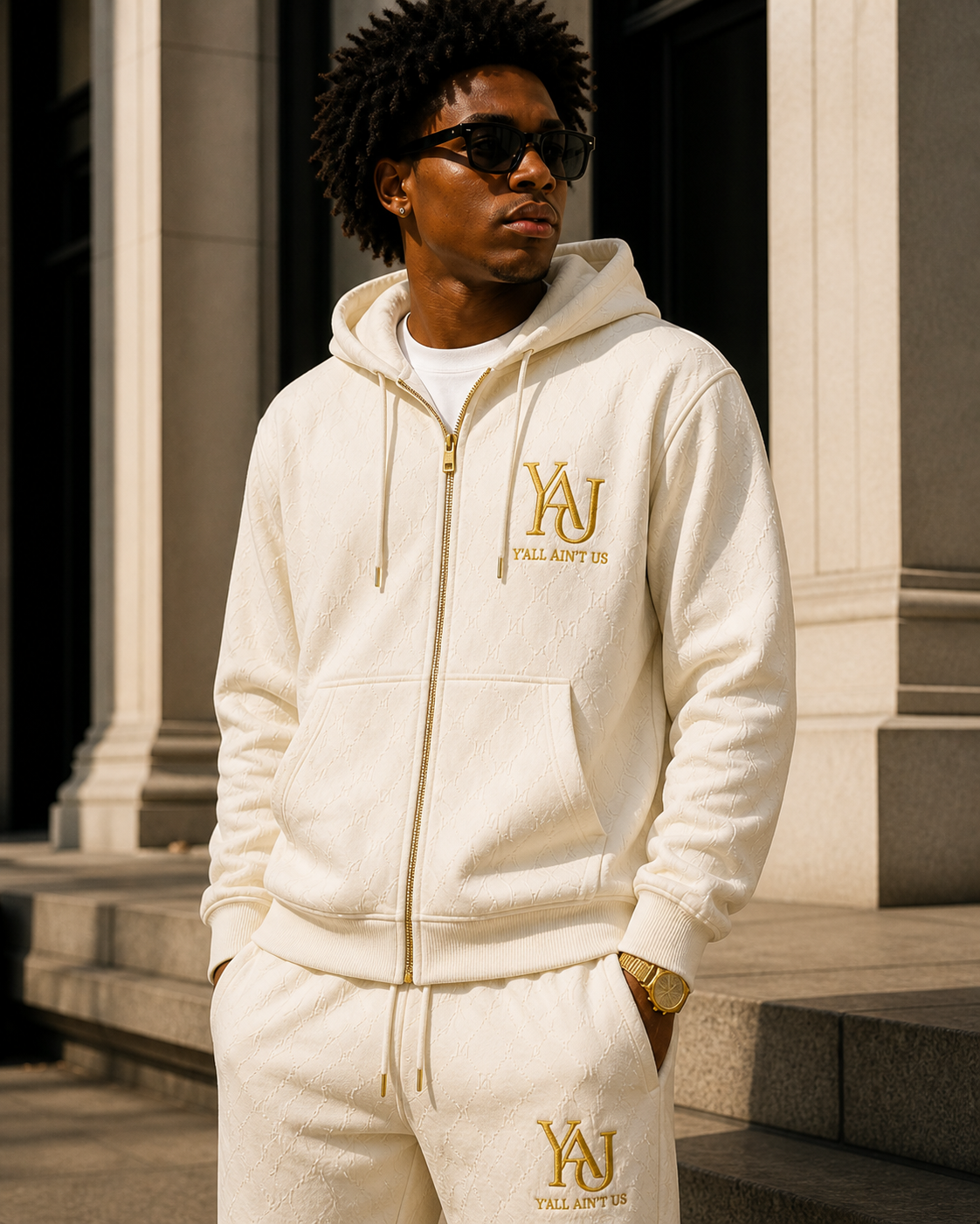 Y.A.U Monogram Zip Hoodie