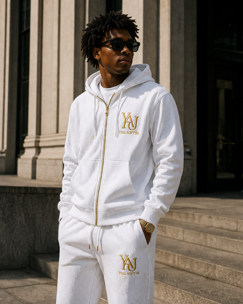 Y.A.U Monogram Zip Hoodie