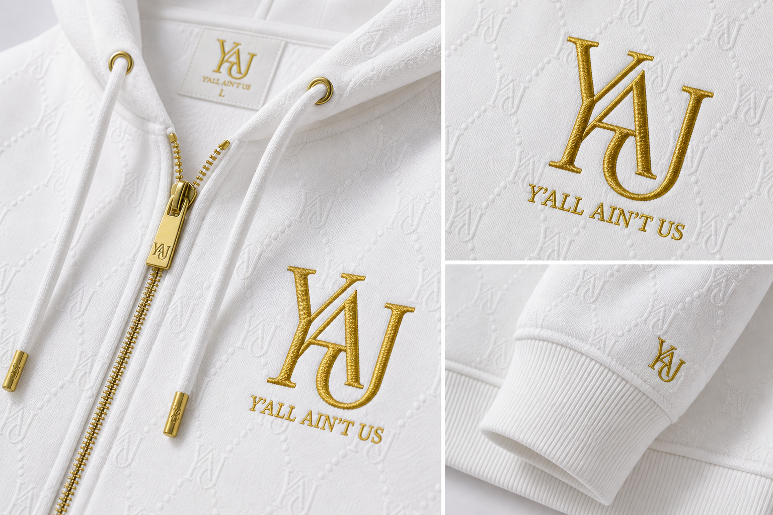 Y.A.U Monogram Zip Hoodie