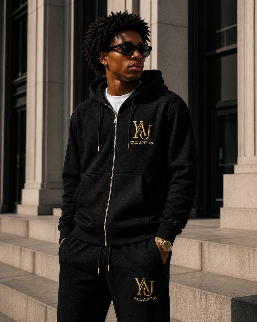 Y.A.U Monogram Zip Hoodie