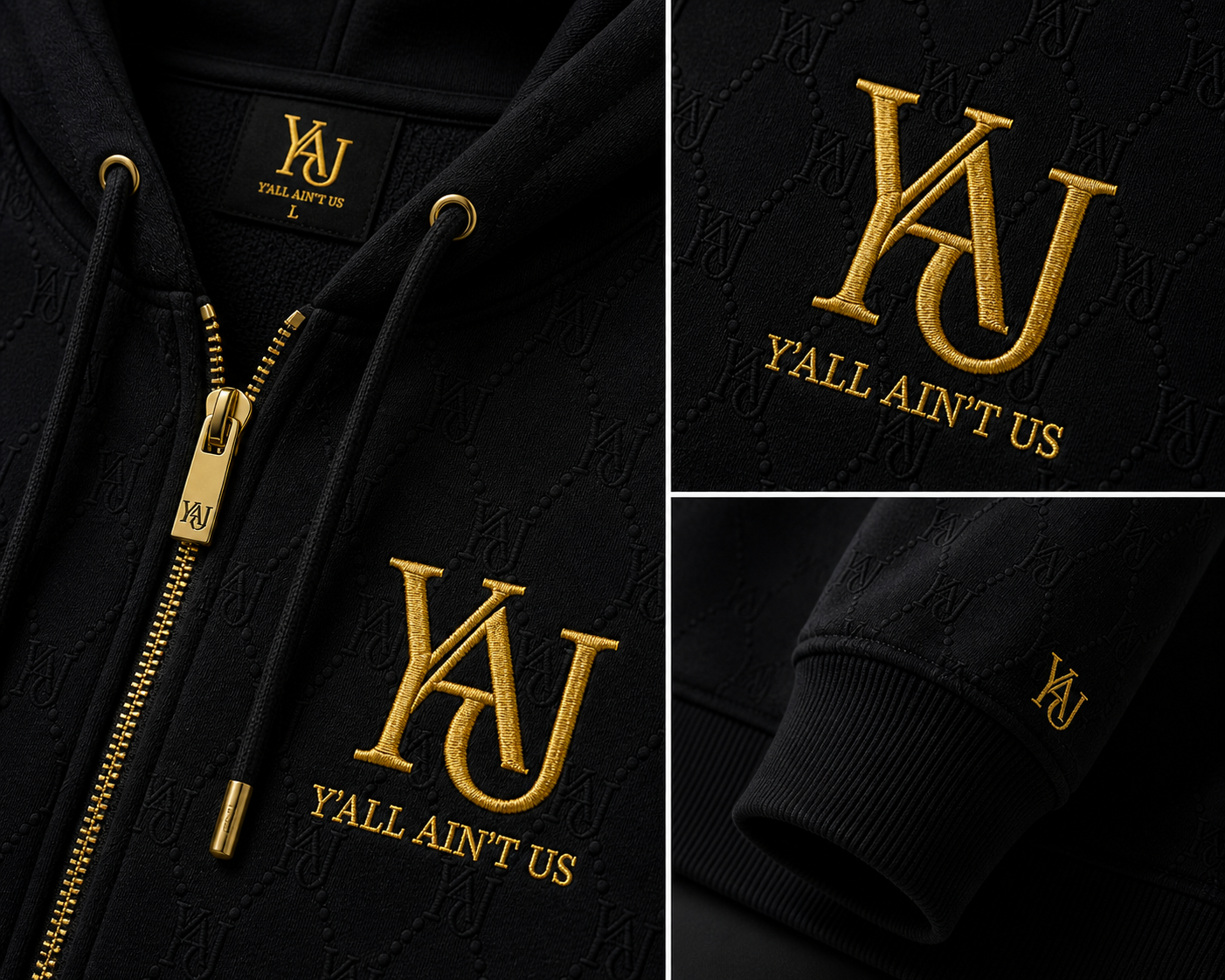 Y.A.U Monogram Zip Hoodie